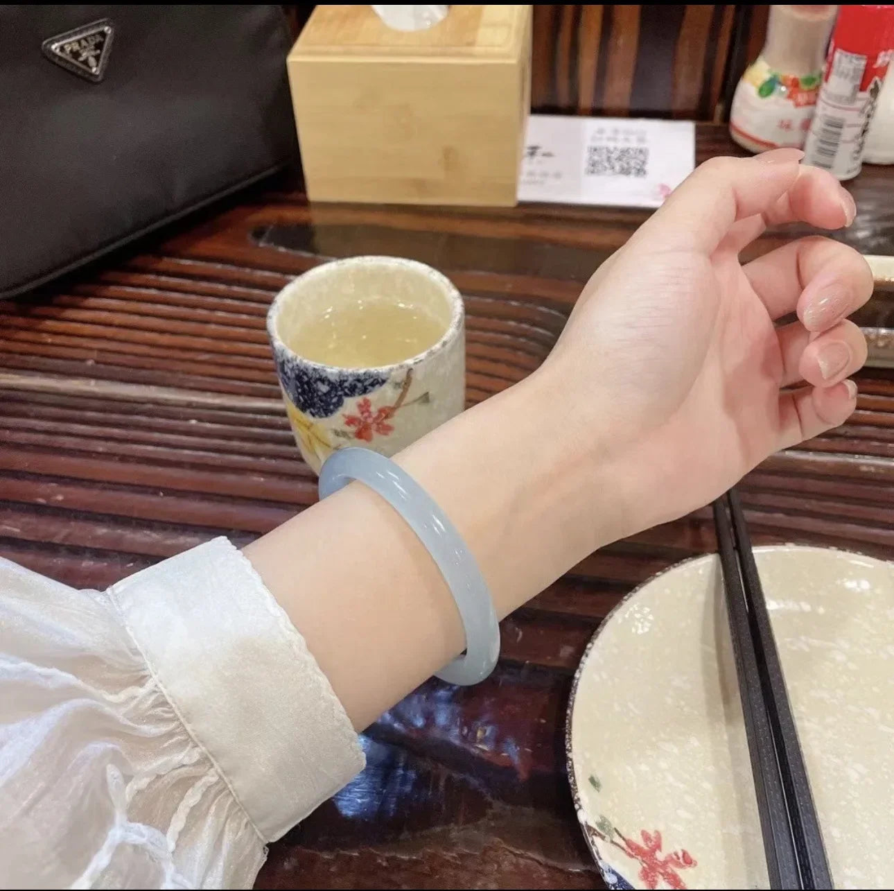 Beautiful Exquisite and Fashionable  Round Bar Thick Glass Anti Jade Transparent Ice Bracelet Ancient Palace Hanfu Jewelry
