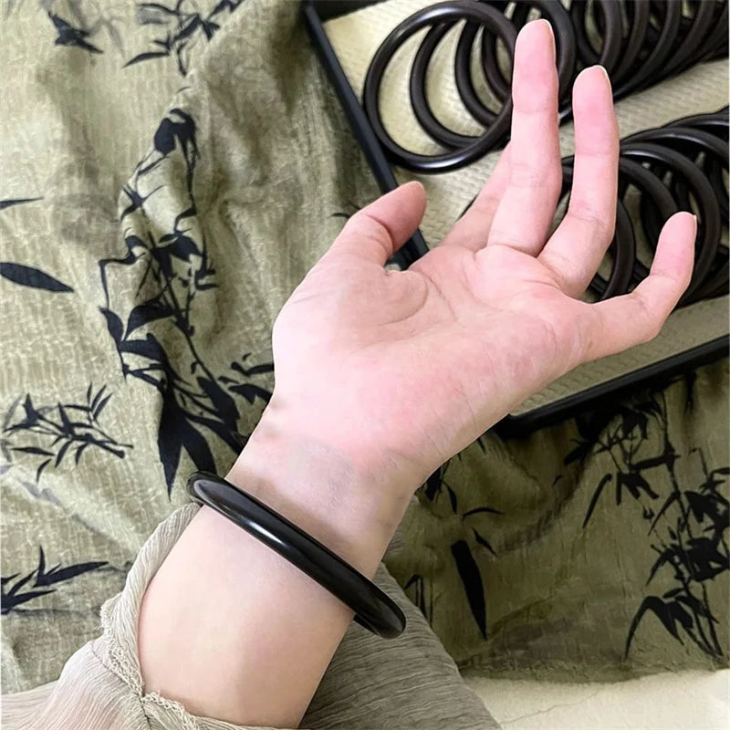 Beautiful Exquisite and Fashionable  Round Bar Thick Glass Anti Jade Transparent Ice Bracelet Ancient Palace Hanfu Jewelry