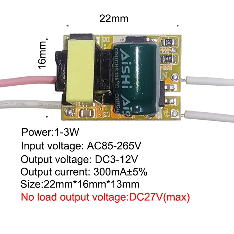 1-3W 4-7W 8-12W 15-18W,20-24W,25-36W LED driver power supply built-in constant current Lighting 110-265V Output 300mA Transforme