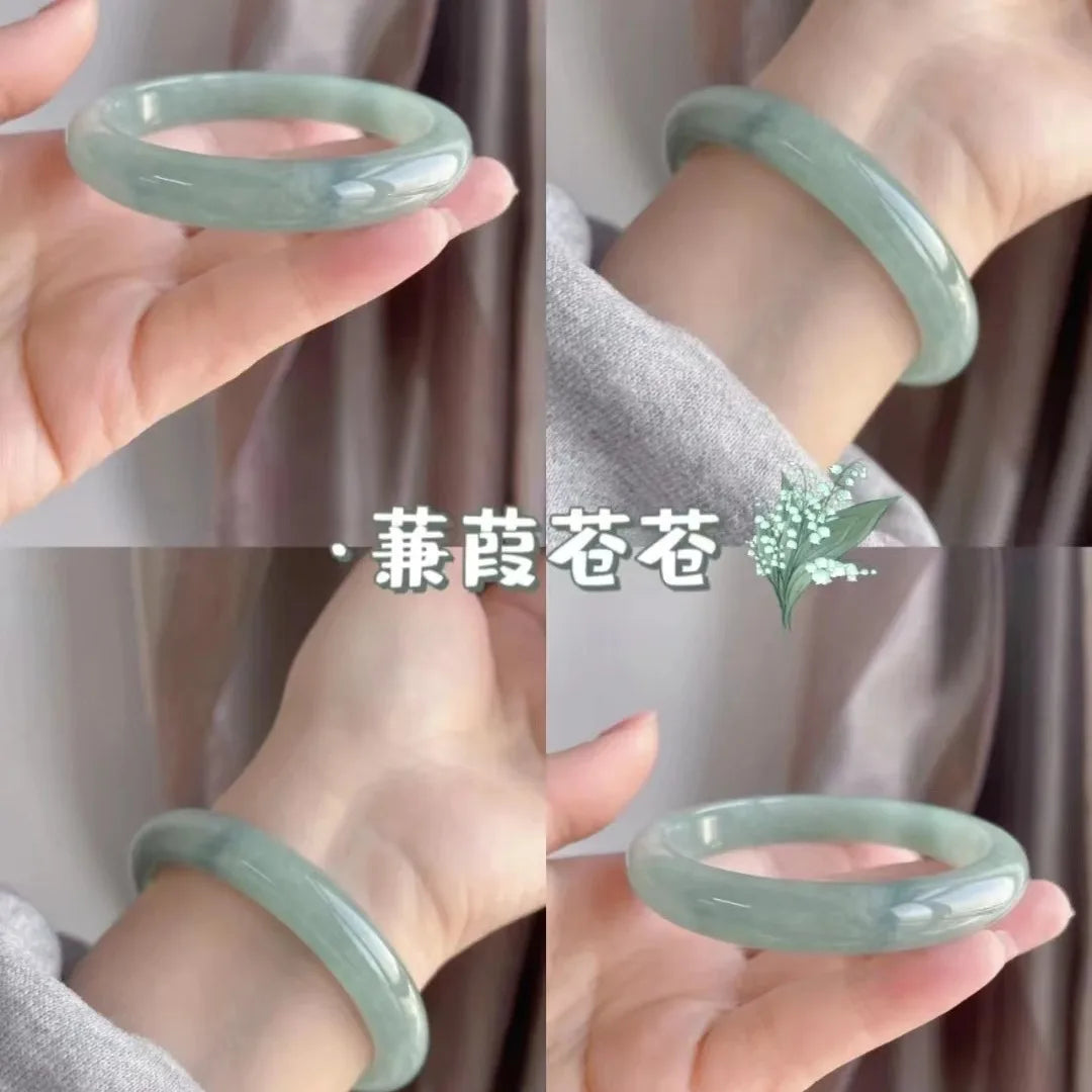 Beautiful Exquisite and Fashionable  Round Bar Thick Glass Anti Jade Transparent Ice Bracelet Ancient Palace Hanfu Jewelry