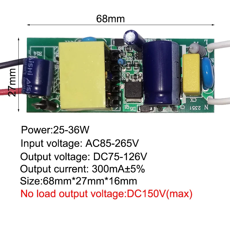 1-3W 4-7W 8-12W 15-18W,20-24W,25-36W LED driver power supply built-in constant current Lighting 110-265V Output 300mA Transforme