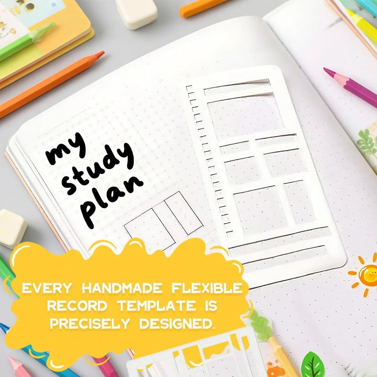 Handmade Flexible Record Template, Reusable Planner Stencils for Journaling, Calendar, Checklists, Scrapbooking
