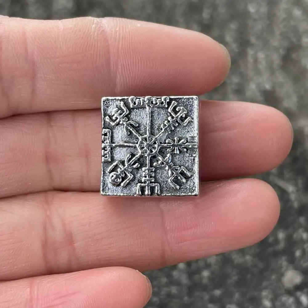 Nostalgia 1pcs Viking Vegvisir Compass Runes Metal Beads For Hair Beard Braids Bracelet Accessories Charms For Jewelry Making