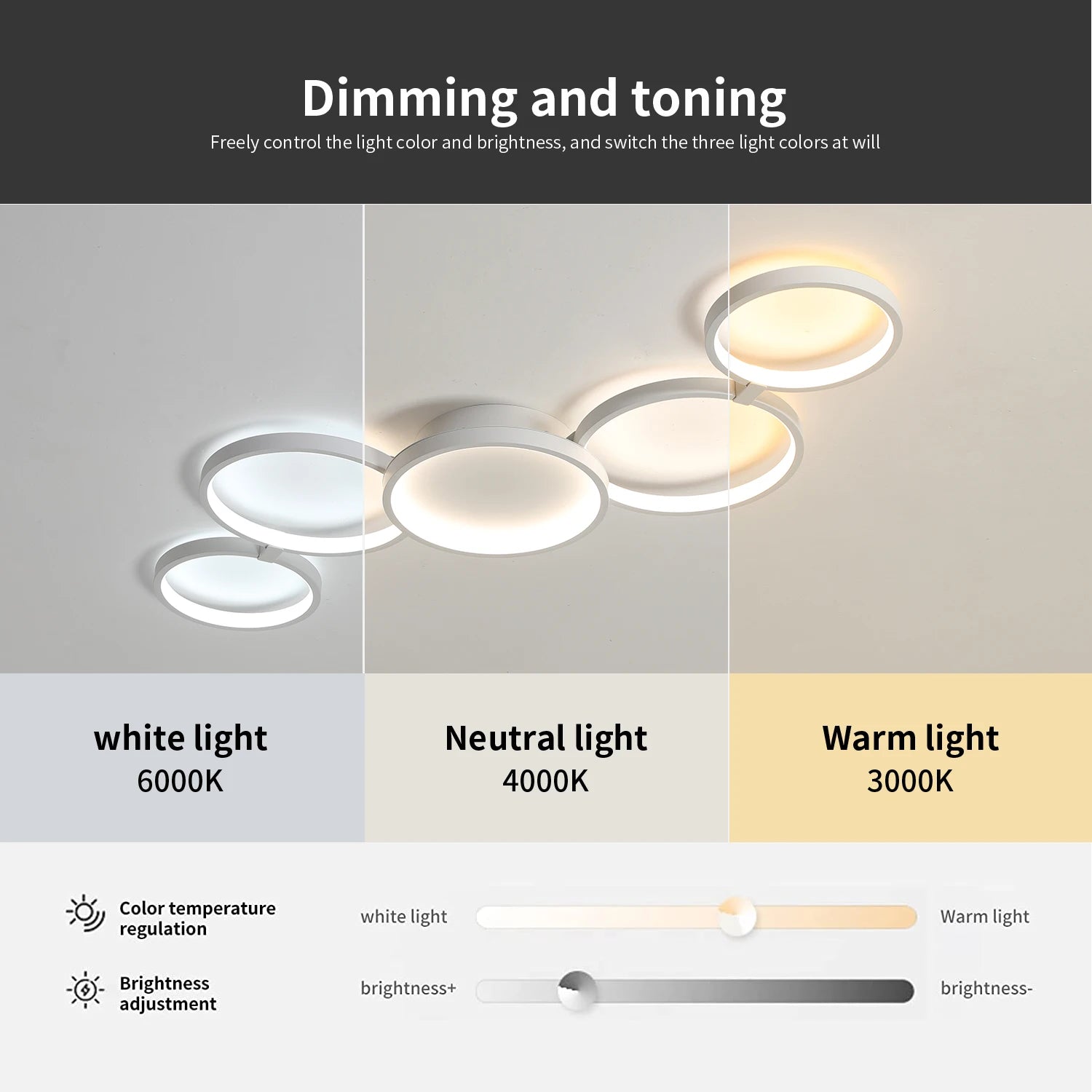 Led Ceiling Light 110V-220V 3 Colors App Bluetooth Dimming Modern Creativity Remote Control Living Room Bedroom Lamp