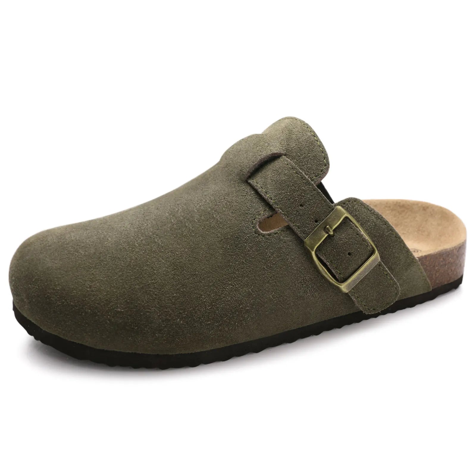 LItfun Leather Cork Slippers For Women Potato Mules Fashion Soft Insole Clogs Sandals With Adjustable Buckle Women Footbed Clogs