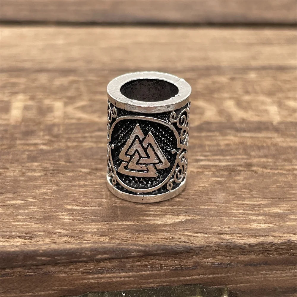 Nostalgia 1pcs Viking Vegvisir Compass Runes Metal Beads For Hair Beard Braids Bracelet Accessories Charms For Jewelry Making
