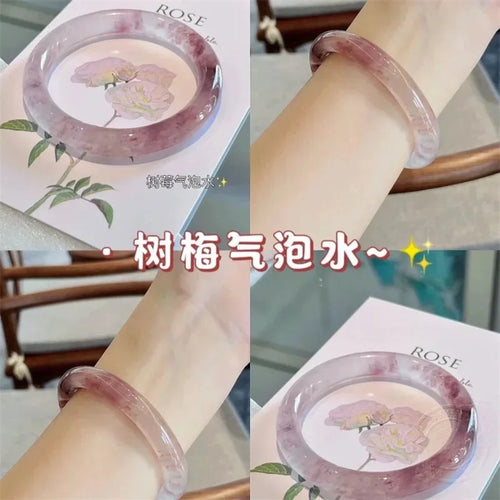 Beautiful Exquisite and Fashionable  Round Bar Thick Glass Anti Jade Transparent Ice Bracelet Ancient Palace Hanfu Jewelry