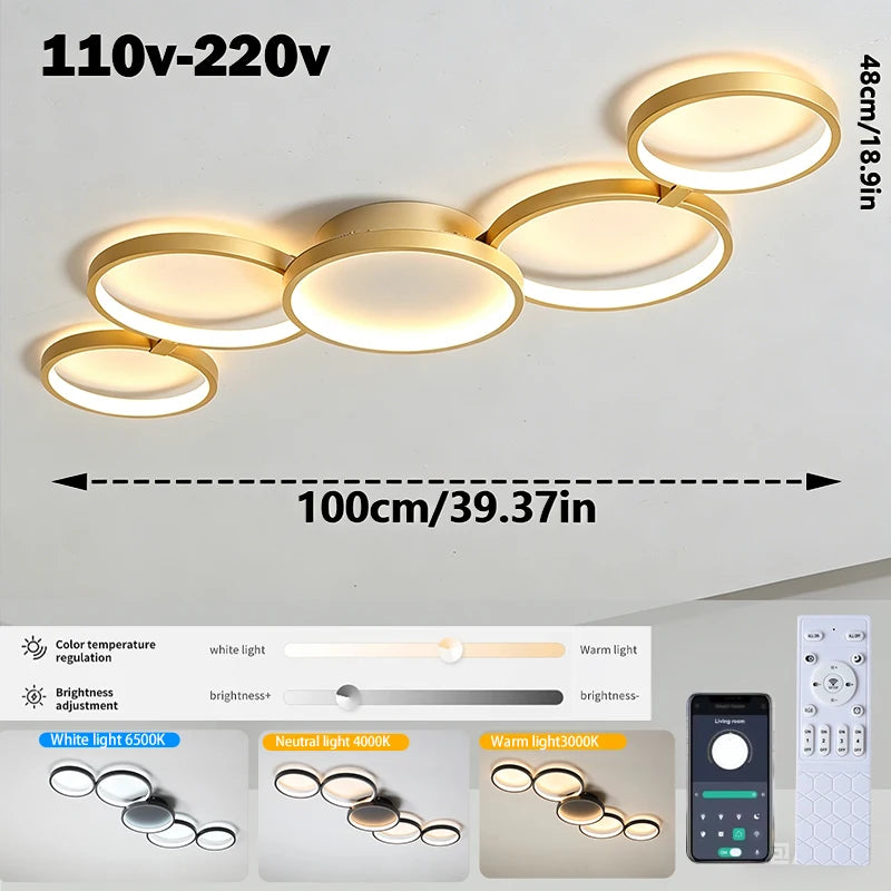 Led Ceiling Light 110V-220V 3 Colors App Bluetooth Dimming Modern Creativity Remote Control Living Room Bedroom Lamp