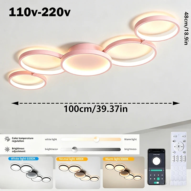 Led Ceiling Light 110V-220V 3 Colors App Bluetooth Dimming Modern Creativity Remote Control Living Room Bedroom Lamp