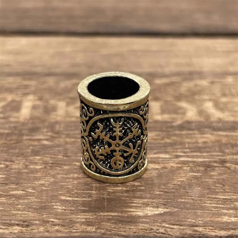 Nostalgia 1pcs Viking Vegvisir Compass Runes Metal Beads For Hair Beard Braids Bracelet Accessories Charms For Jewelry Making