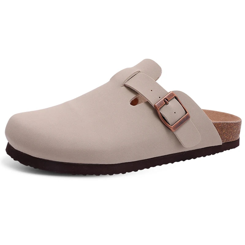 LItfun Leather Cork Slippers For Women Potato Mules Fashion Soft Insole Clogs Sandals With Adjustable Buckle Women Footbed Clogs