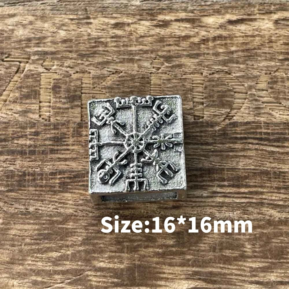 Nostalgia 1pcs Viking Vegvisir Compass Runes Metal Beads For Hair Beard Braids Bracelet Accessories Charms For Jewelry Making