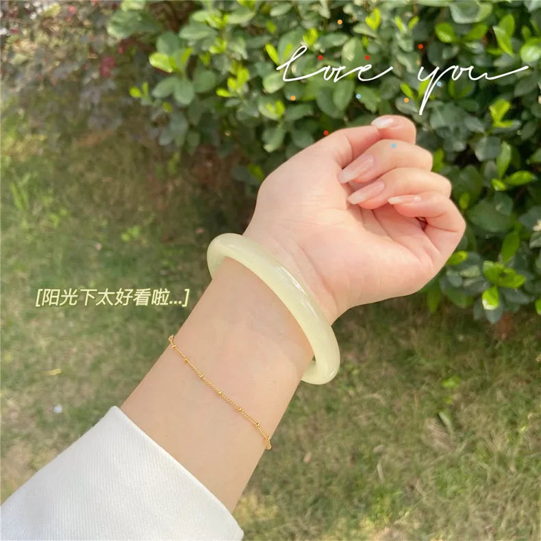 Beautiful Exquisite and Fashionable  Round Bar Thick Glass Anti Jade Transparent Ice Bracelet Ancient Palace Hanfu Jewelry