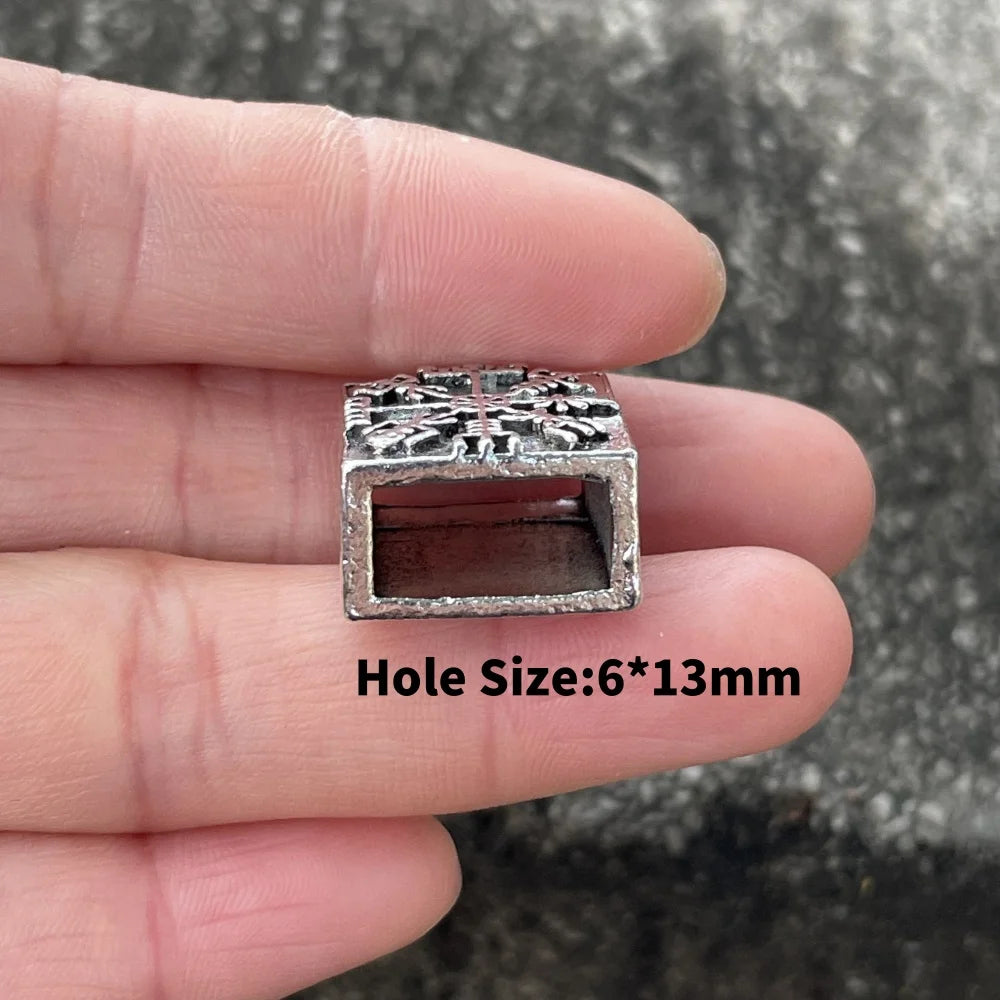 Nostalgia 1pcs Viking Vegvisir Compass Runes Metal Beads For Hair Beard Braids Bracelet Accessories Charms For Jewelry Making