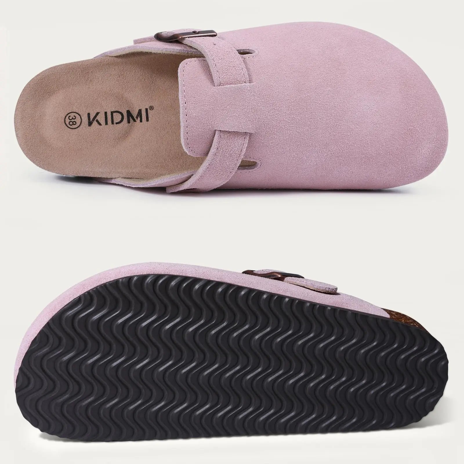 LItfun Leather Cork Slippers For Women Potato Mules Fashion Soft Insole Clogs Sandals With Adjustable Buckle Women Footbed Clogs