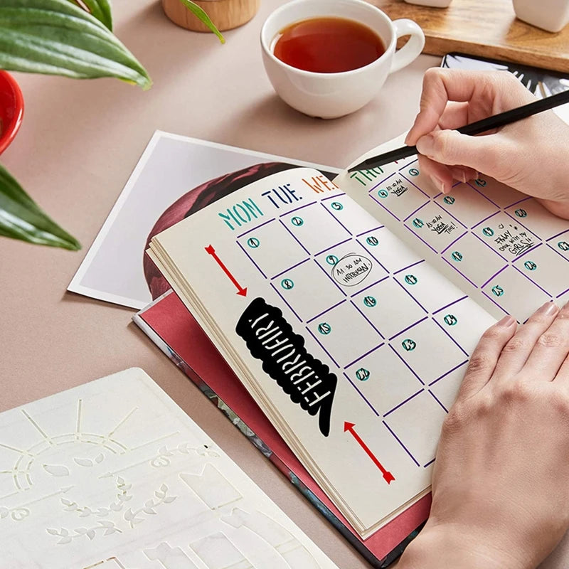 20PCS A5 Planner Stencils Journal Templates DIY Drawing Templates for DIY Notebook Scrapbook Diary Calendar 5x7.5 Inch 24BB