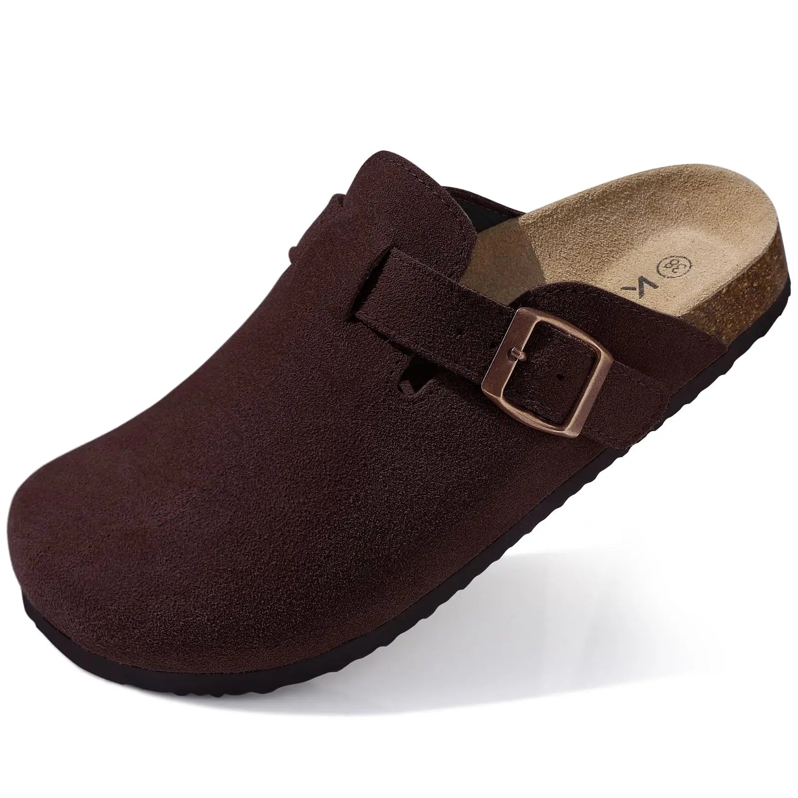 LItfun Leather Cork Slippers For Women Potato Mules Fashion Soft Insole Clogs Sandals With Adjustable Buckle Women Footbed Clogs