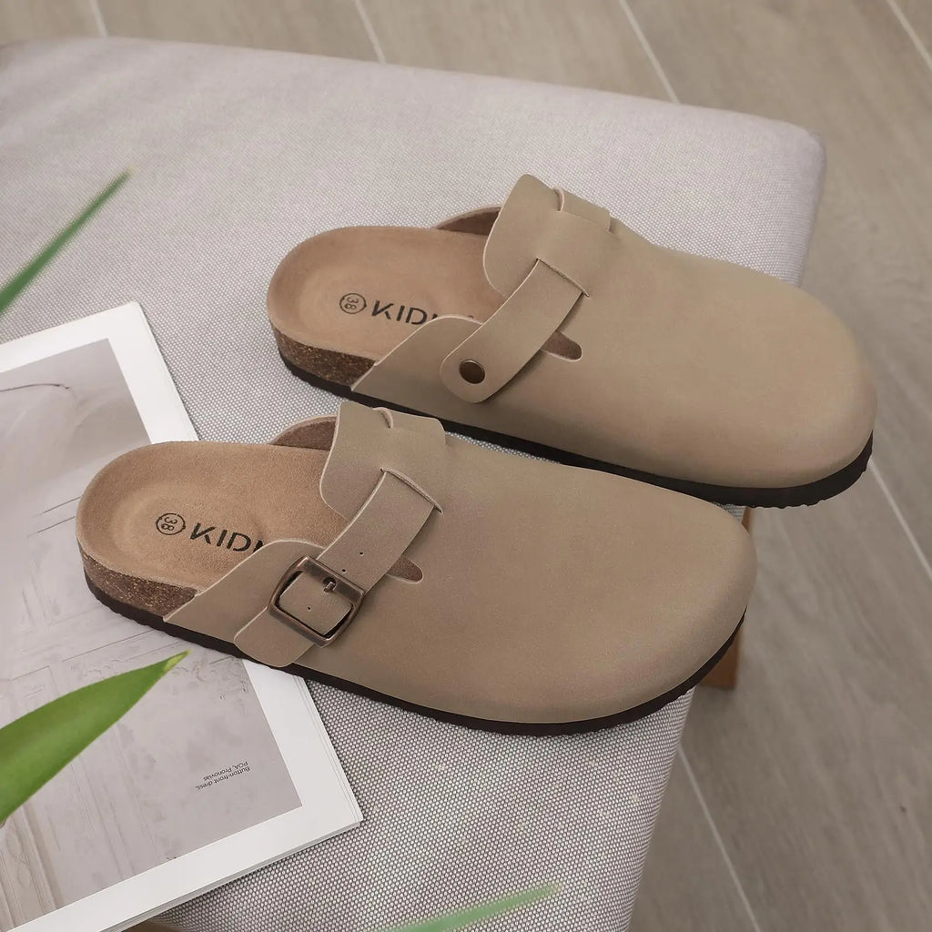 LItfun Leather Cork Slippers For Women Potato Mules Fashion Soft Insole Clogs Sandals With Adjustable Buckle Women Footbed Clogs