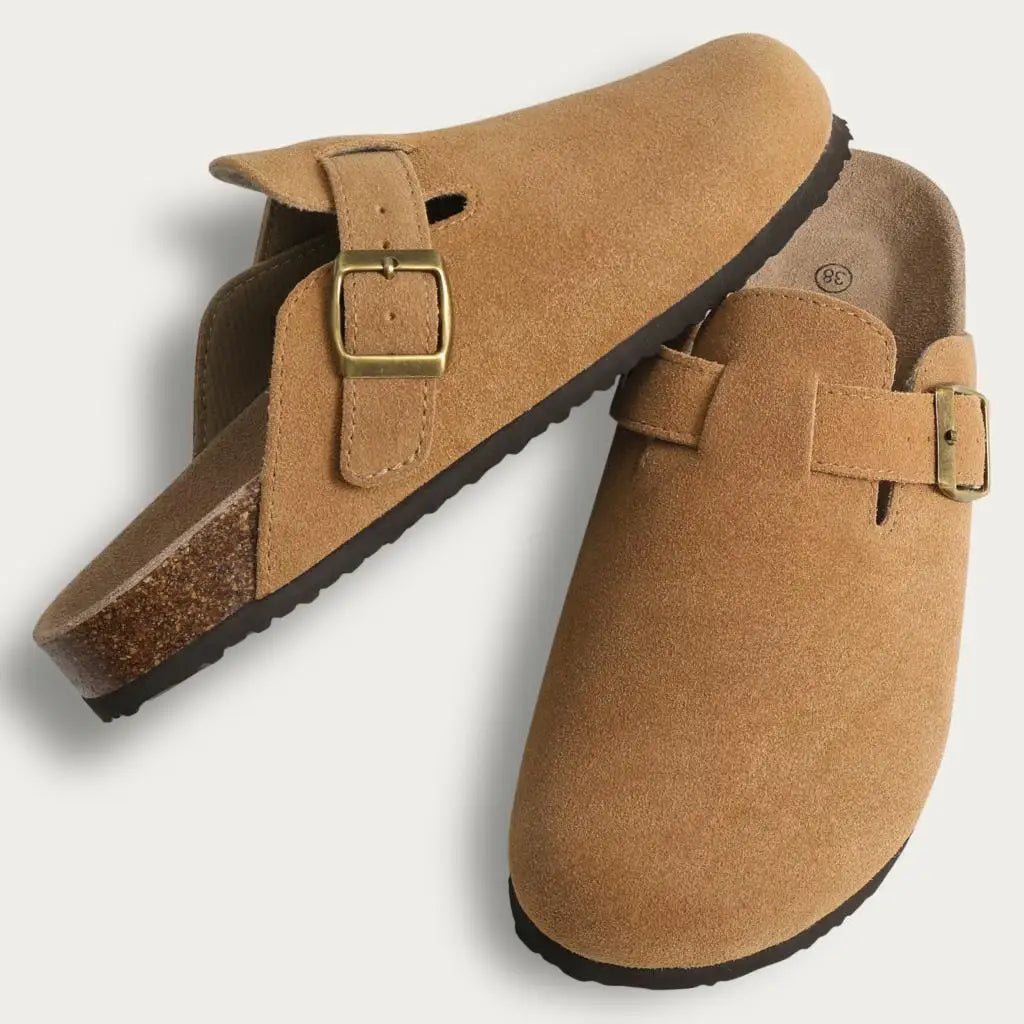 LItfun Leather Cork Slippers For Women Potato Mules Fashion Soft Insole Clogs Sandals With Adjustable Buckle Women Footbed Clogs