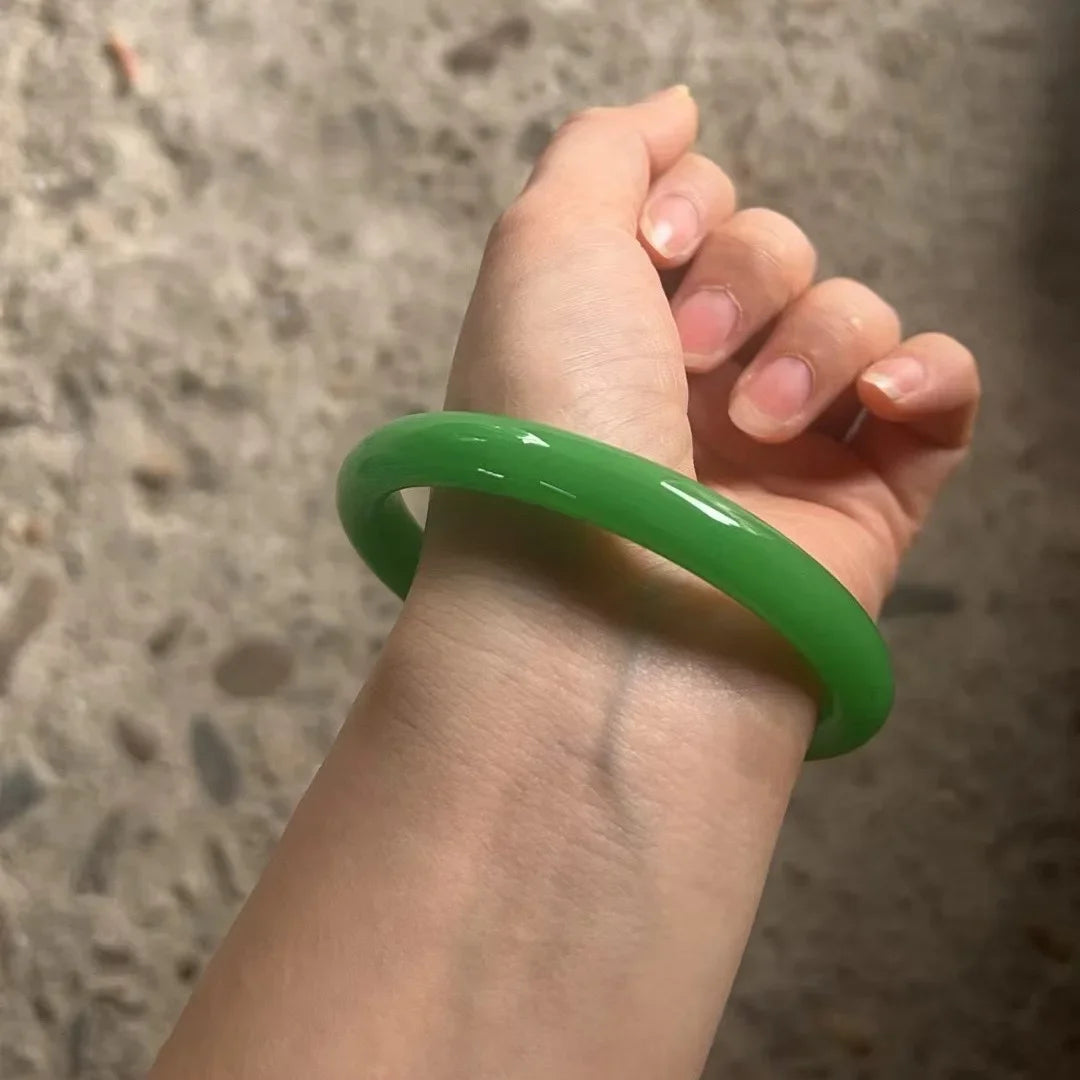 Beautiful Exquisite and Fashionable  Round Bar Thick Glass Anti Jade Transparent Ice Bracelet Ancient Palace Hanfu Jewelry