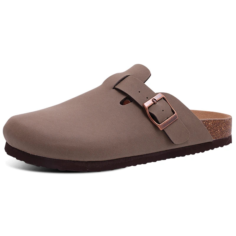 LItfun Leather Cork Slippers For Women Potato Mules Fashion Soft Insole Clogs Sandals With Adjustable Buckle Women Footbed Clogs