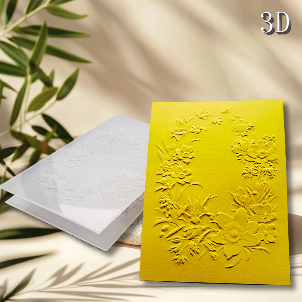 Design embossed folders with floral patterns and 3D plastic templates for DIY scrapbooks, suitable for business card printing, p