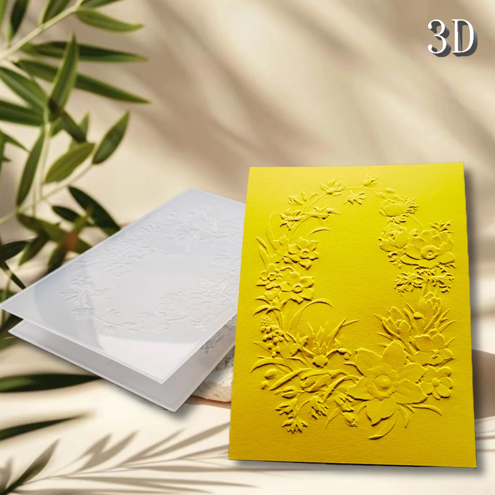 Design embossed folders with floral patterns and 3D plastic templates for DIY scrapbooks, suitable for business card printing, p