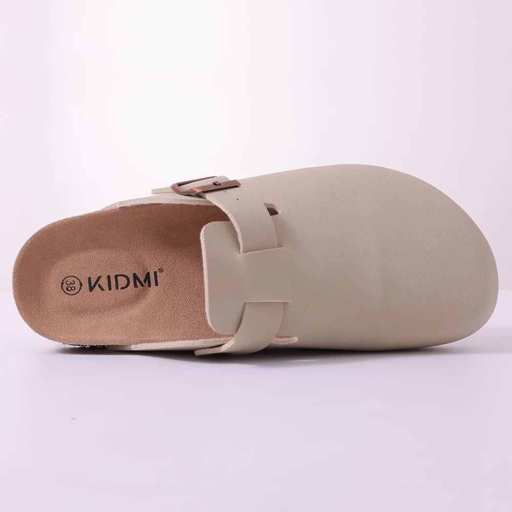 LItfun Leather Cork Slippers For Women Potato Mules Fashion Soft Insole Clogs Sandals With Adjustable Buckle Women Footbed Clogs