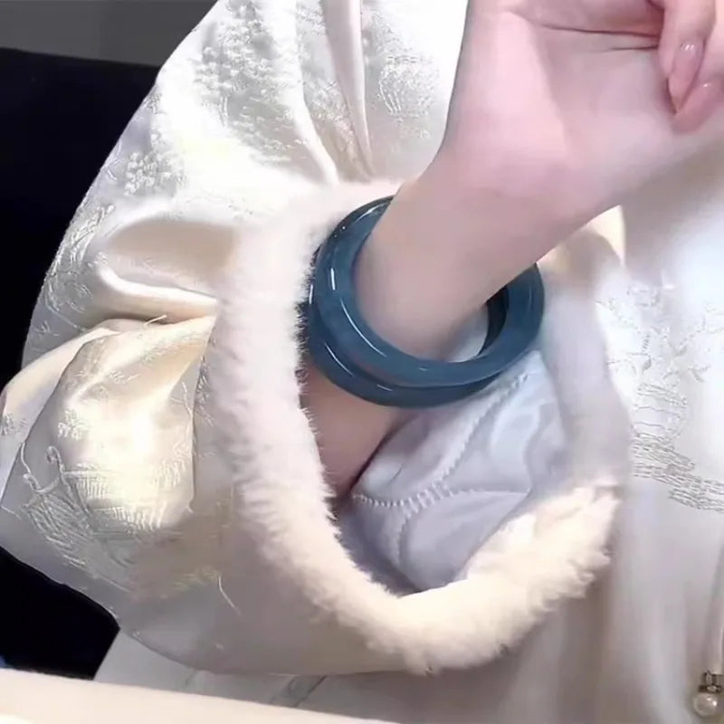 Natural High Ice Sea Blue Bracelet, Fashionable and Elegant Versatile Jade Bracelet