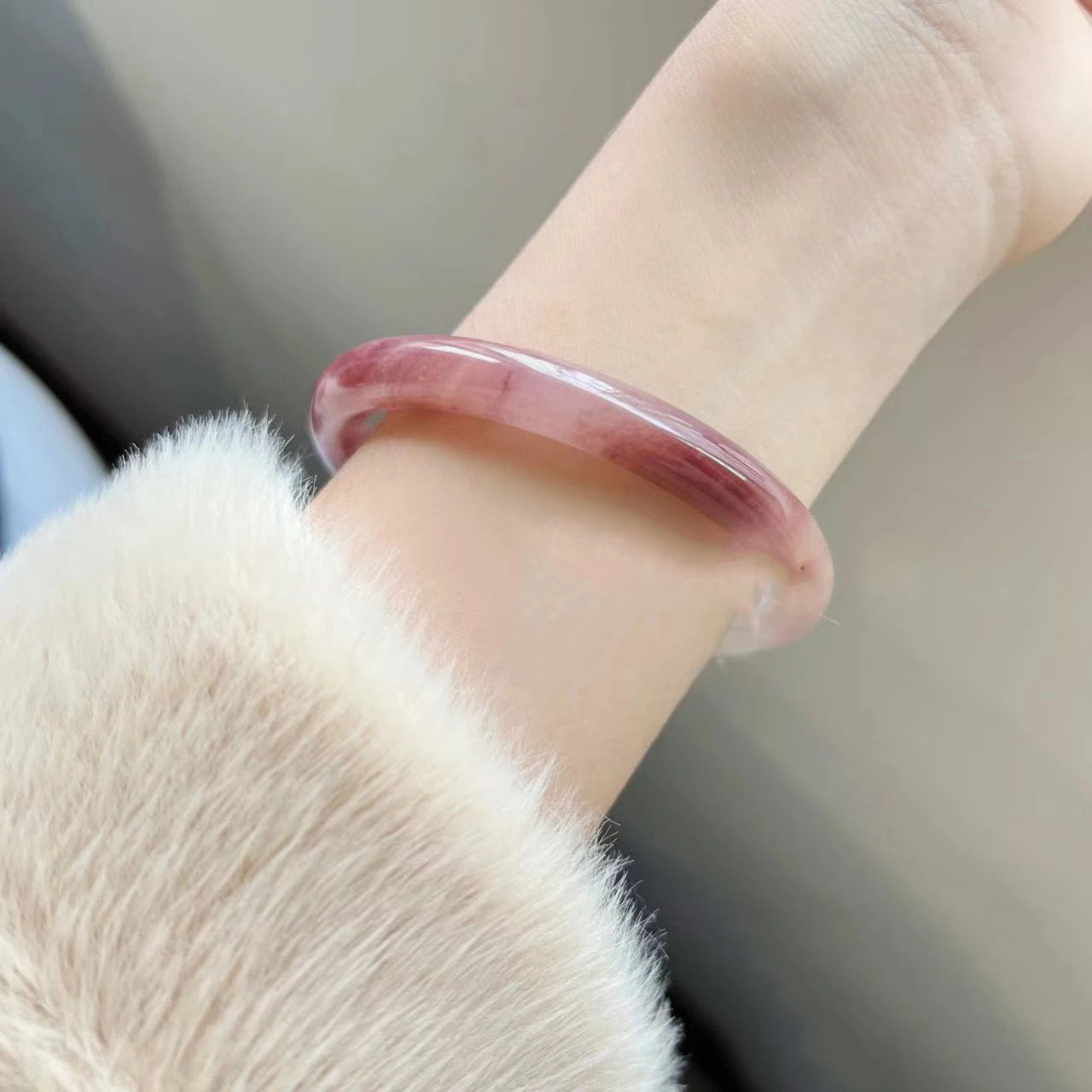 Beautiful Exquisite and Fashionable  Round Bar Thick Glass Anti Jade Transparent Ice Bracelet Ancient Palace Hanfu Jewelry