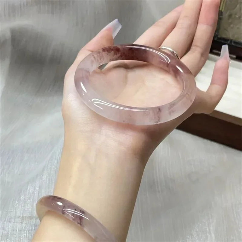 Fresh Beautiful Retro Guifei Round Strip Thick Glass Anti Jade Ice Penetrating Texture Bangle Bracelet Accessories Daily Jewelry