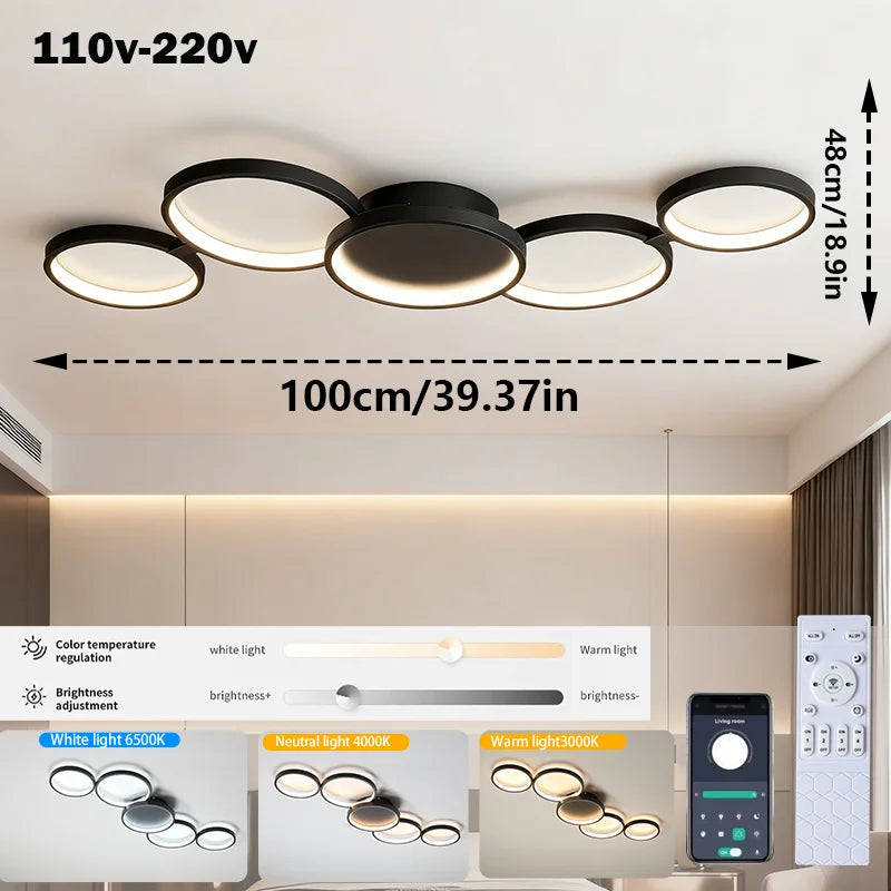 Led Ceiling Light 110V-220V 3 Colors App Bluetooth Dimming Modern Creativity Remote Control Living Room Bedroom Lamp
