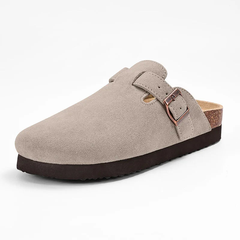 LItfun Leather Cork Slippers For Women Potato Mules Fashion Soft Insole Clogs Sandals With Adjustable Buckle Women Footbed Clogs