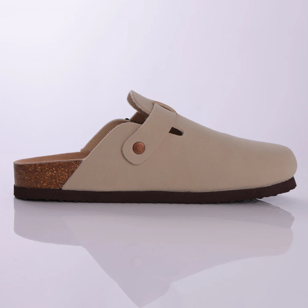 LItfun Leather Cork Slippers For Women Potato Mules Fashion Soft Insole Clogs Sandals With Adjustable Buckle Women Footbed Clogs