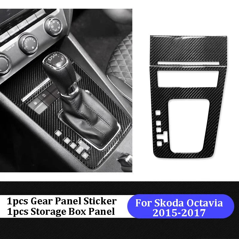 For Skoda Octavia 2015 2016 2017 2018 2019 Carbon Fiber Styling Protective Stickers Film Gear Panel Car Trim Accessories