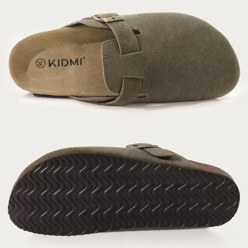 LItfun Leather Cork Slippers For Women Potato Mules Fashion Soft Insole Clogs Sandals With Adjustable Buckle Women Footbed Clogs