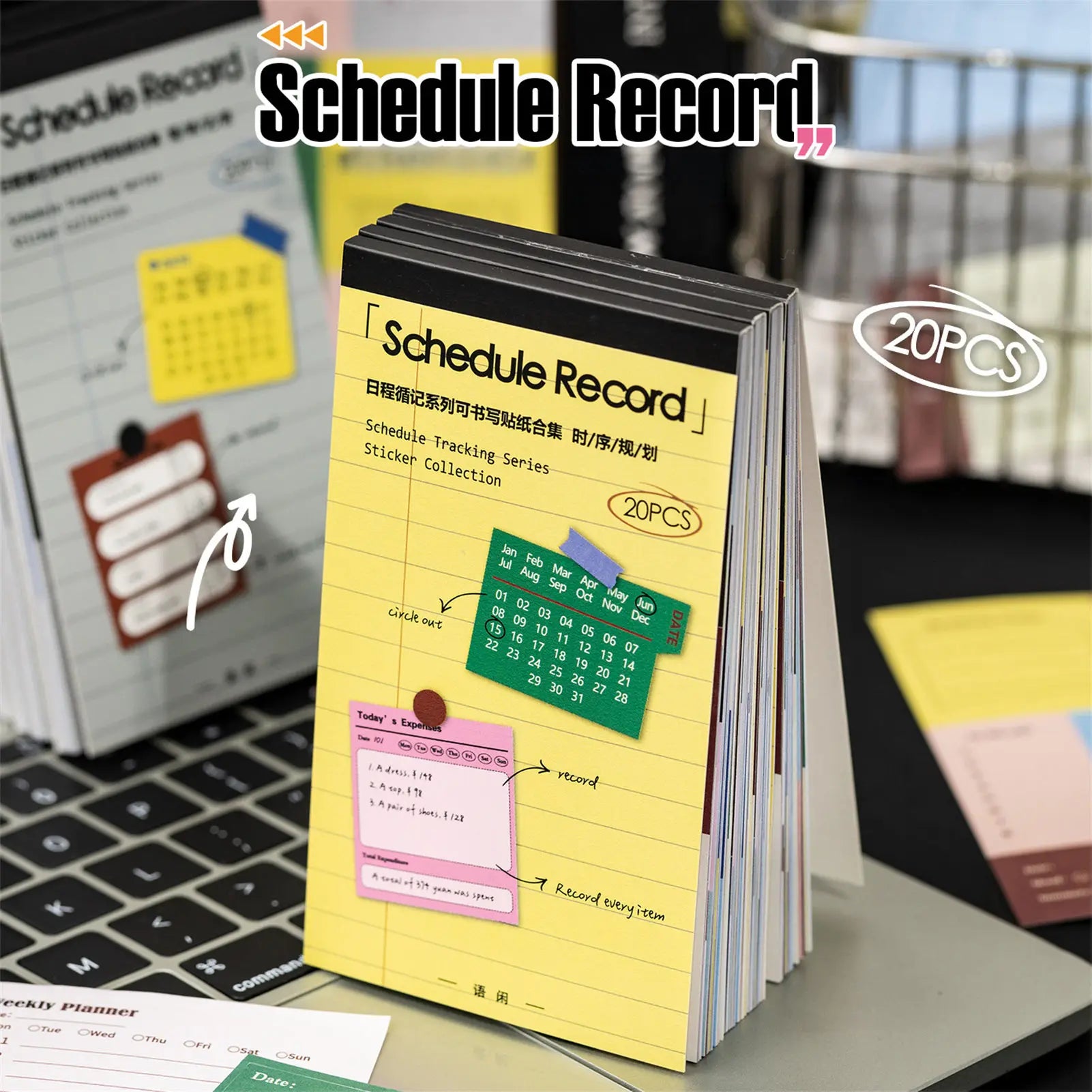 Planner Sticker Books for Schedule Management with Writable Surface Self-Discipline & Task Tracking for Office Study Home Use