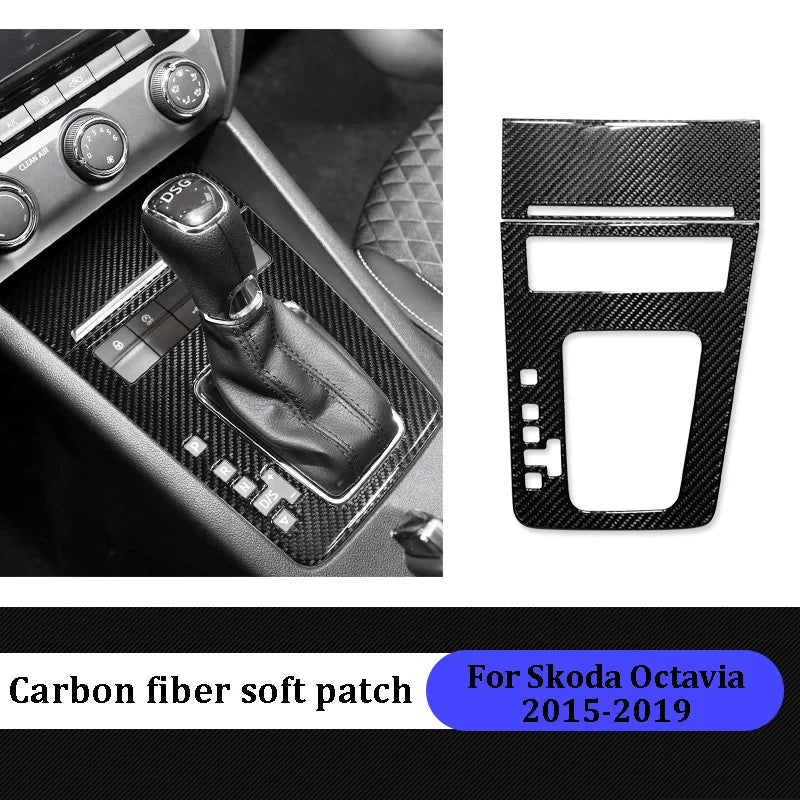 For Skoda Octavia 2015 2016 2017 2018 2019 Carbon Fiber Styling Protective Stickers Film Gear Panel Car Trim Accessories