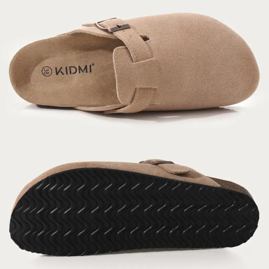 LItfun Leather Cork Slippers For Women Potato Mules Fashion Soft Insole Clogs Sandals With Adjustable Buckle Women Footbed Clogs