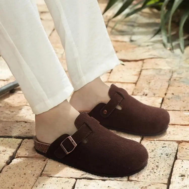 LItfun Leather Cork Slippers For Women Potato Mules Fashion Soft Insole Clogs Sandals With Adjustable Buckle Women Footbed Clogs