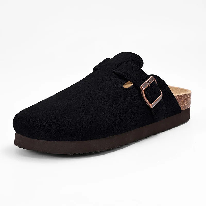 LItfun Leather Cork Slippers For Women Potato Mules Fashion Soft Insole Clogs Sandals With Adjustable Buckle Women Footbed Clogs