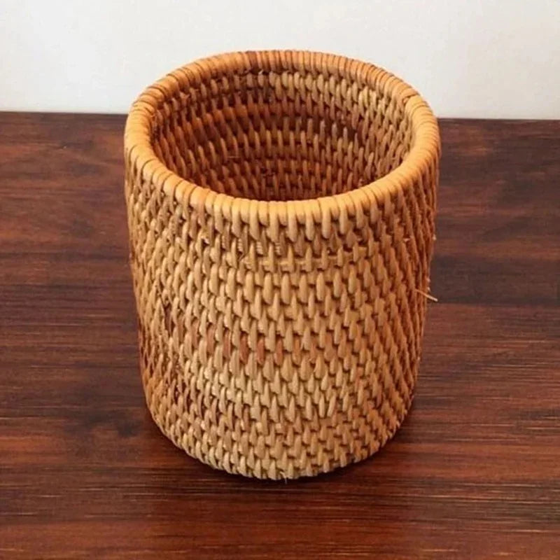 Household Rattan Storage Organizer Box for Utensils Tableware Kitchen Office Supplies Multifunctional Home Organization Basket