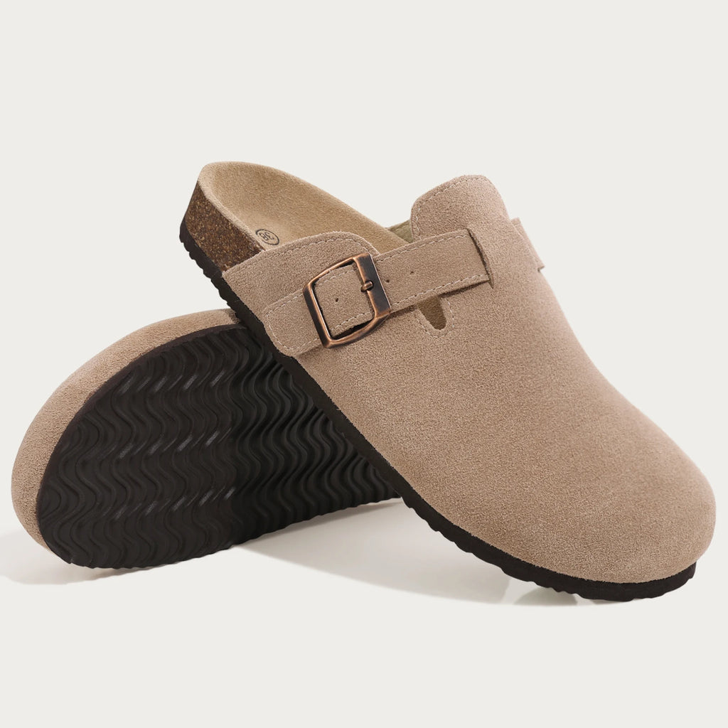 LItfun Leather Cork Slippers For Women Potato Mules Fashion Soft Insole Clogs Sandals With Adjustable Buckle Women Footbed Clogs