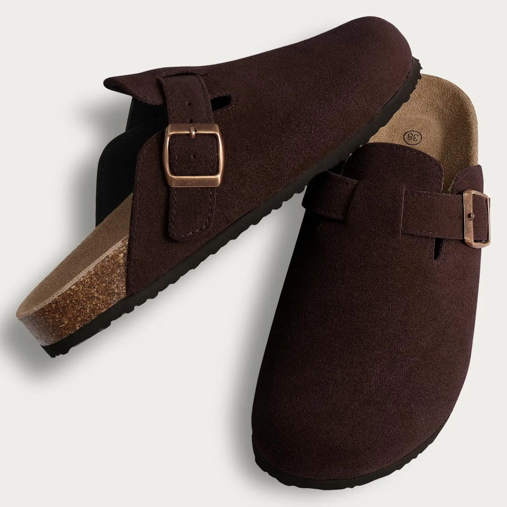 LItfun Leather Cork Slippers For Women Potato Mules Fashion Soft Insole Clogs Sandals With Adjustable Buckle Women Footbed Clogs