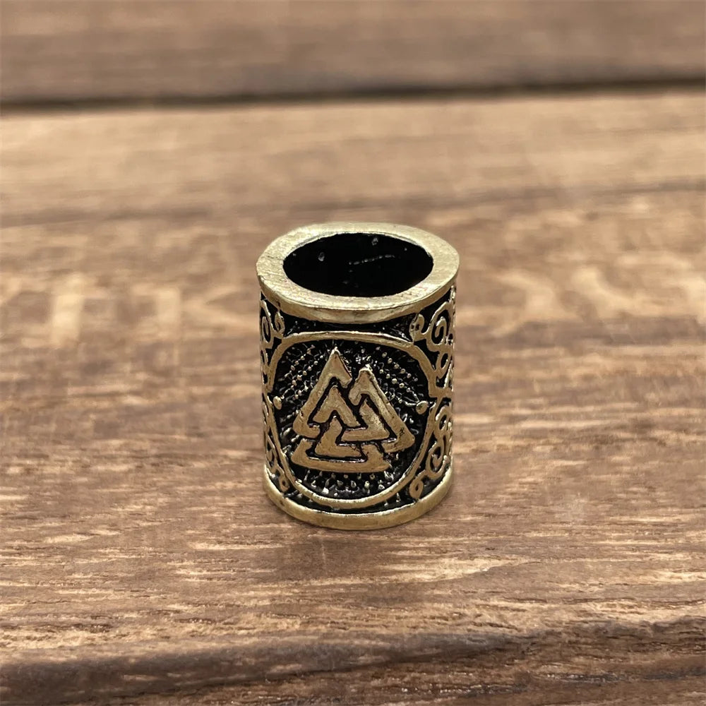 Nostalgia 1pcs Viking Vegvisir Compass Runes Metal Beads For Hair Beard Braids Bracelet Accessories Charms For Jewelry Making