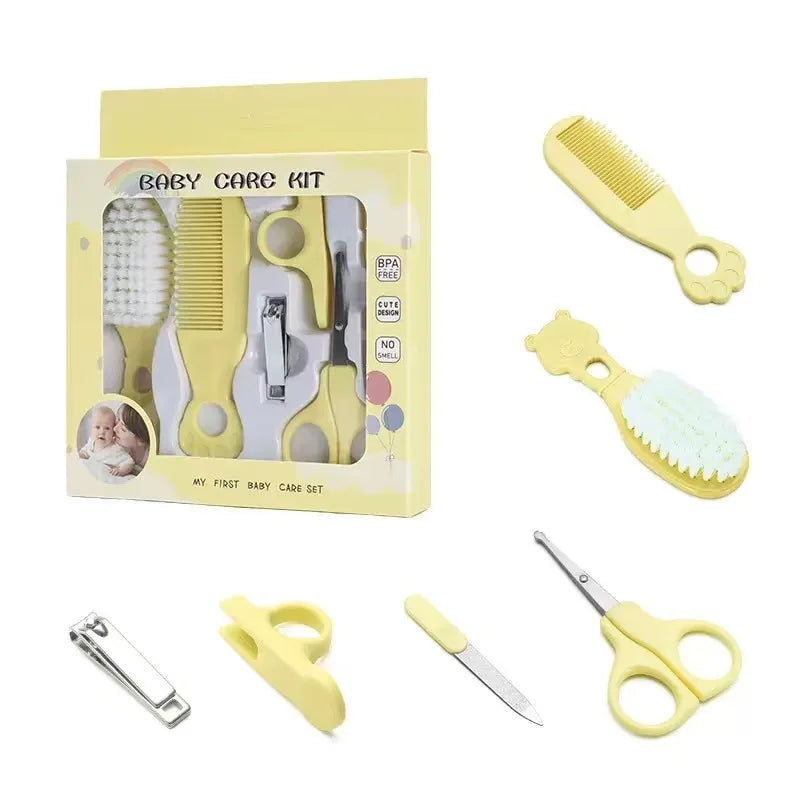 Baby Grooming Kit Baby Care Set BPA Free Cute Design Comb Brush Nail Clippers Scissors Safe Newborn Infant Grooming Tools