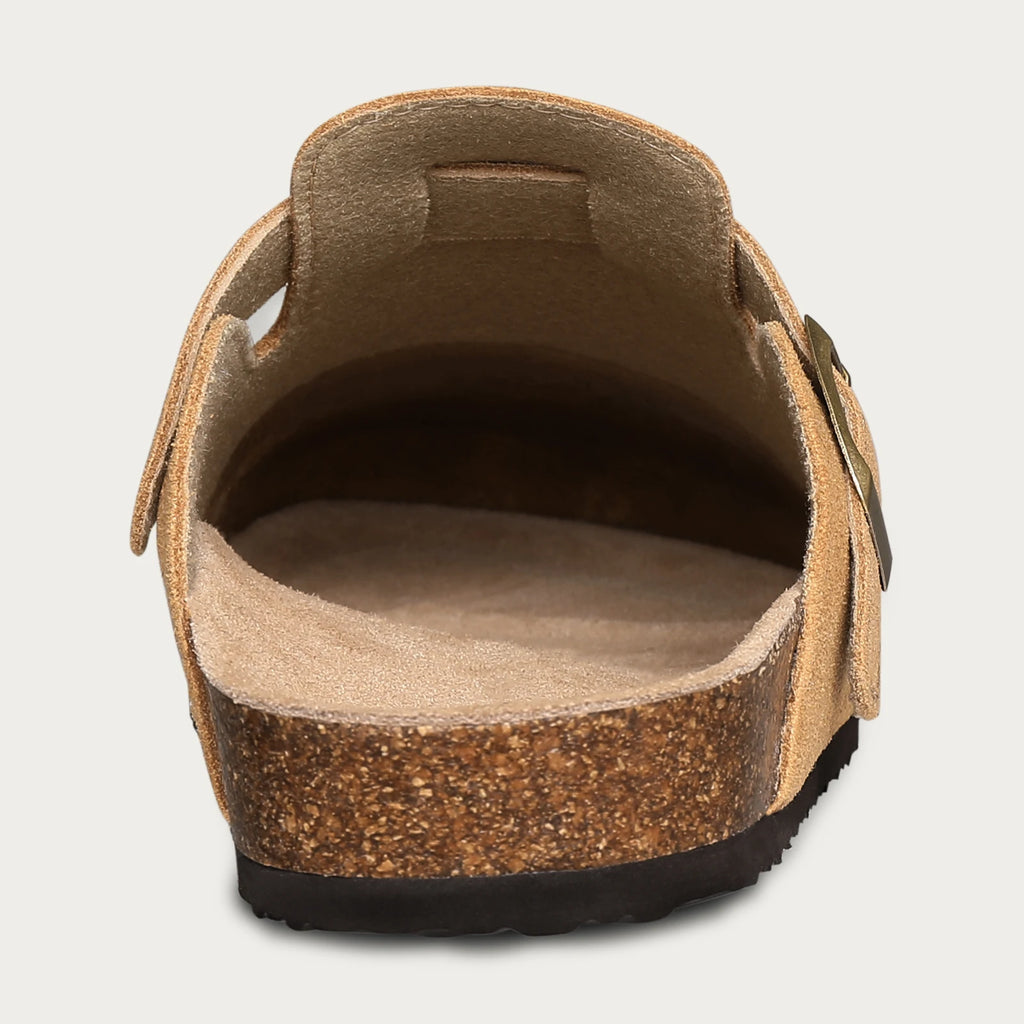 LItfun Leather Cork Slippers For Women Potato Mules Fashion Soft Insole Clogs Sandals With Adjustable Buckle Women Footbed Clogs
