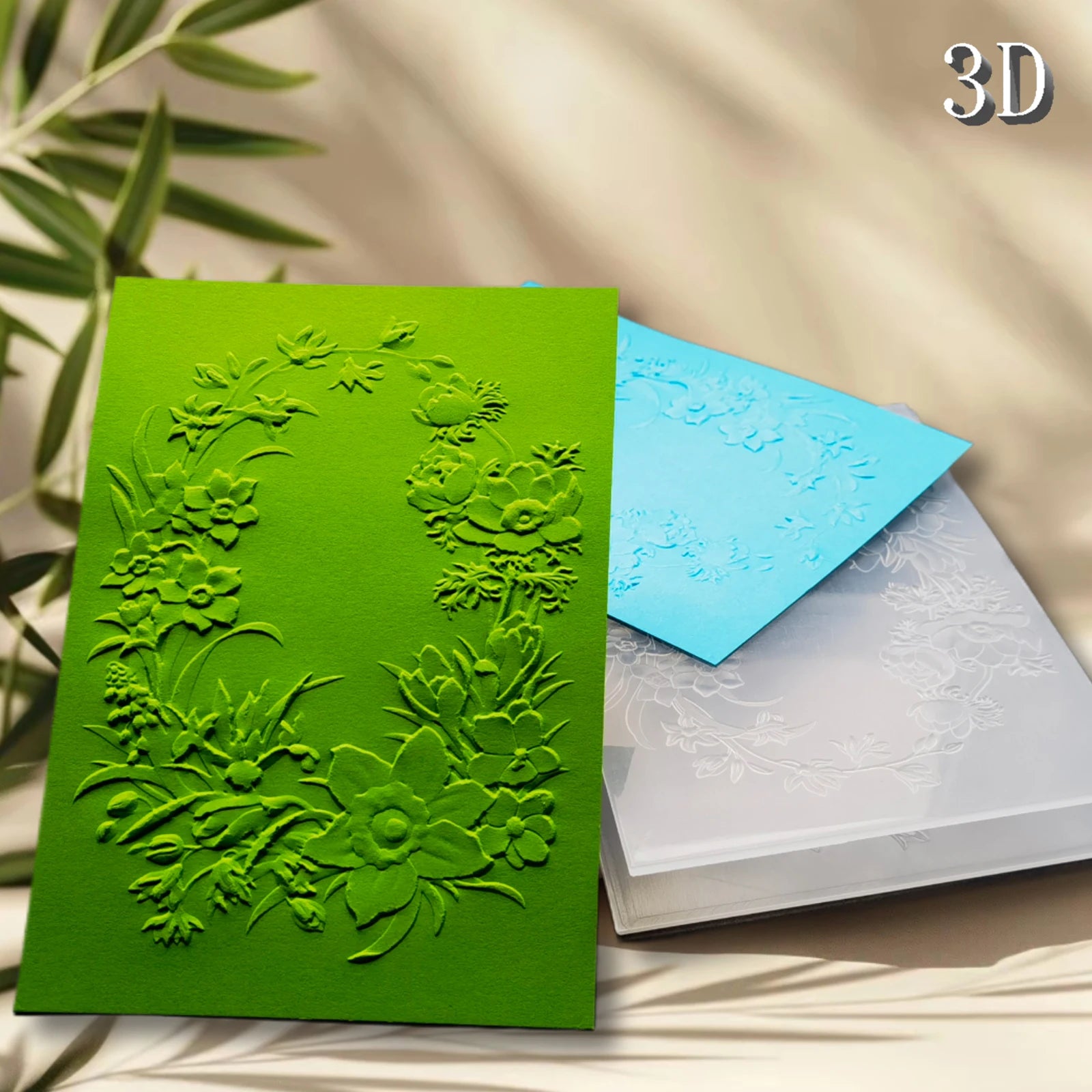 Design embossed folders with floral patterns and 3D plastic templates for DIY scrapbooks, suitable for business card printing, p