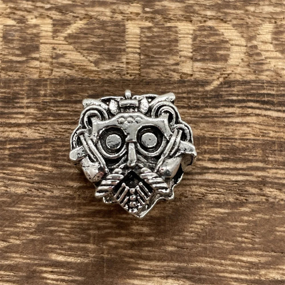 Nostalgia 1pcs Viking Vegvisir Compass Runes Metal Beads For Hair Beard Braids Bracelet Accessories Charms For Jewelry Making