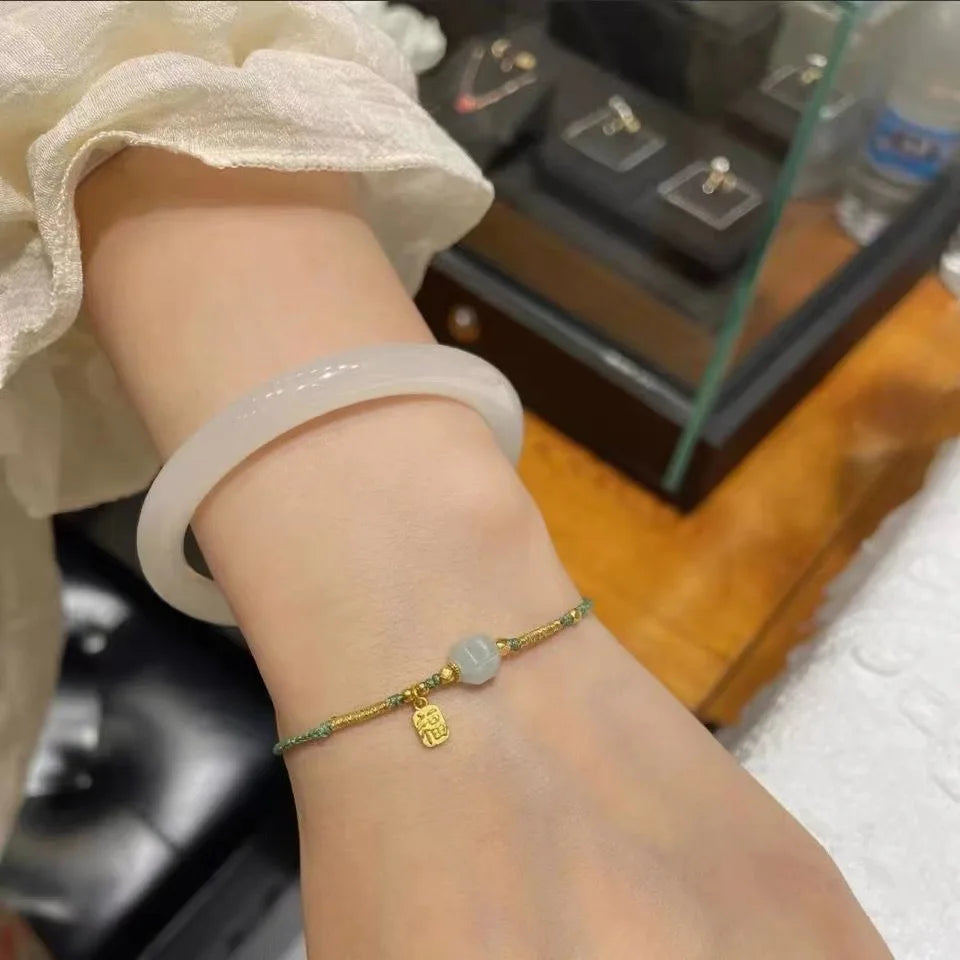 Beautiful Exquisite and Fashionable  Round Bar Thick Glass Anti Jade Transparent Ice Bracelet Ancient Palace Hanfu Jewelry
